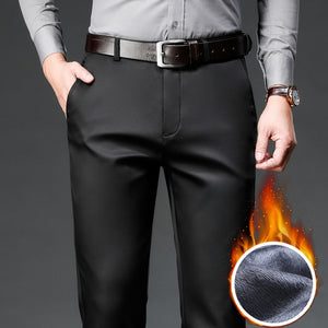 Winter brand Fleece Thick Warm Fit Straight Trousers