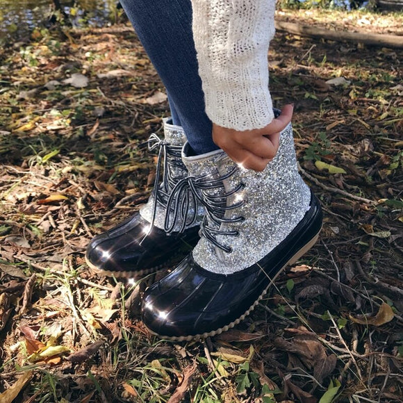 2019 Women Sexy Bling Sequin Female Waterproof Ankle Boots