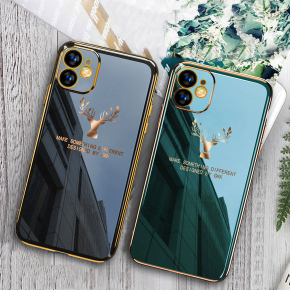 Zicowa Phone Case - Luxury Plain Color Deer Pattern Soft TPU Cover For iPhone 12 Series