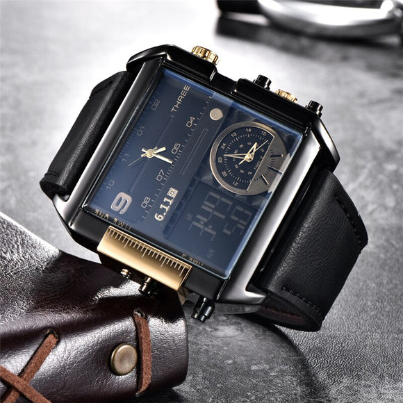 Luxury LED Waterproof Multiple Time Zone Mens Watches