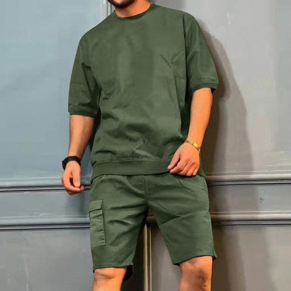 New Casual Top Tee Cargo Shorts Sets