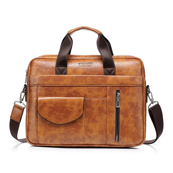14 inch Laptop Business Travel Bags Men Leather Handbags