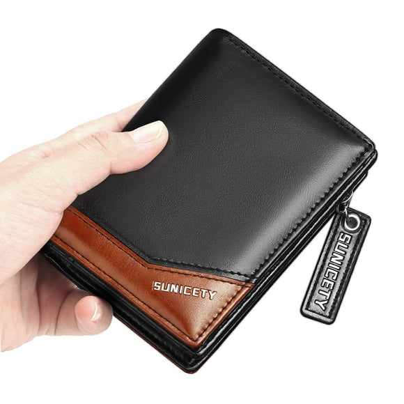 Small Men's Wallet Leather Short Purse