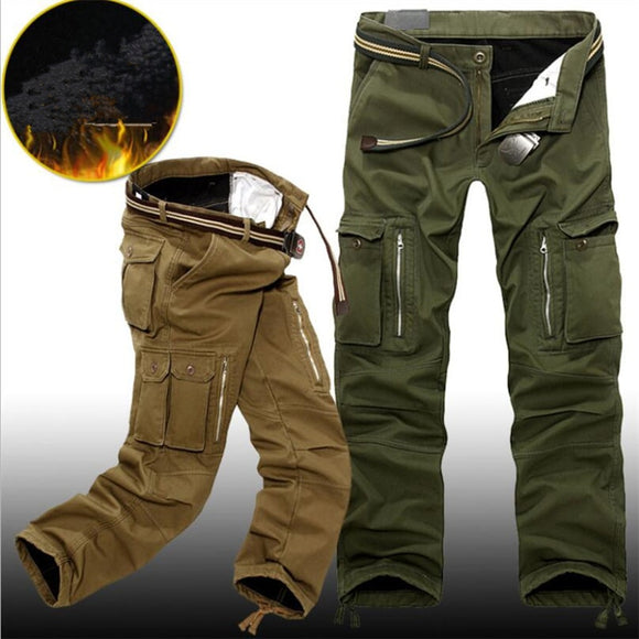 Zicowa Men Clothing - Winter Fleece Warm Tactical Pants Zip Cotton Trousers