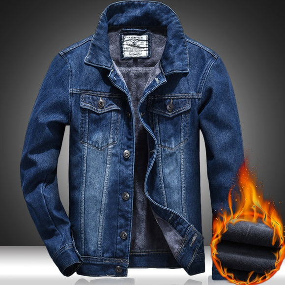 Men's Denim Jacket Thicken Fleece Warm Coats