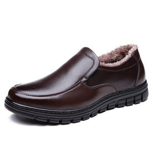 New Men's Warm Fur Leather Casual Shoes
