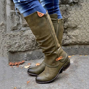 New Women Fashion Side Zipper Cowboy Boots