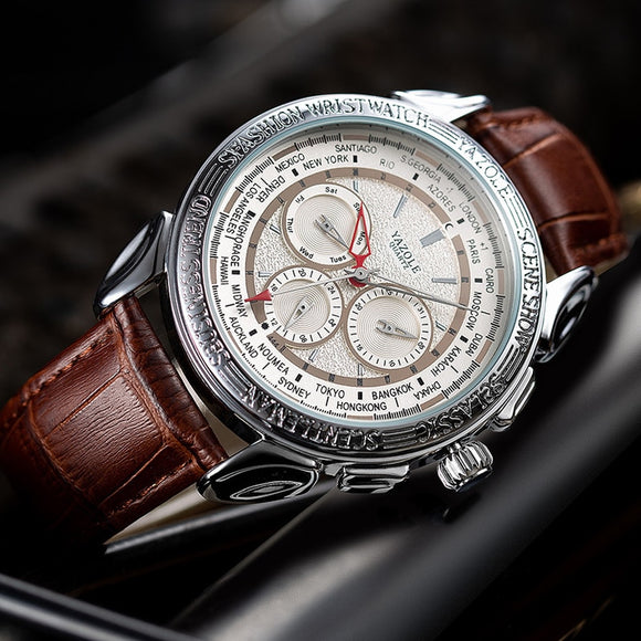 Luxury Leather Strap Waterproof Men's Business Wristwatch