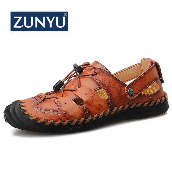 Zicowa Men New Summer Leisure High Quality Genuine Leather Beach Sandals