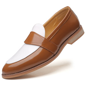 2019 Men Leather Color Blocking Non Slip Slip-on Formal Dress Shoes