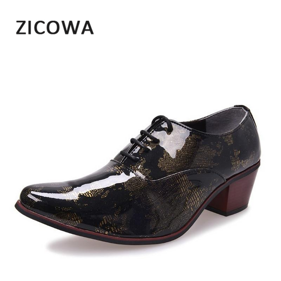 Men's High Heels Leather Oxford Wedding Party Shoes