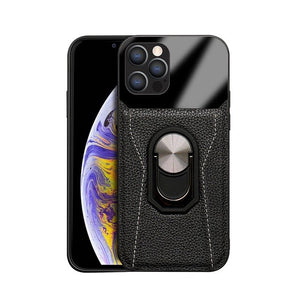 Zicowa Phone Case - Leather Colorblock Ring Holder Back Cover For iPhone 12 Series