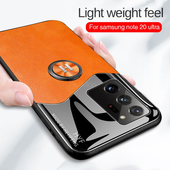 Zicowa Phone Case - Leather Car Magnetic Holder Protector Cover For Samsung Galaxy Note 20 Ultra